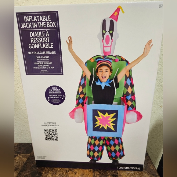Jack In The Box Child Inflatable Halloween Costume Childs Medium 8-10 NEW - Picture 1 of 5